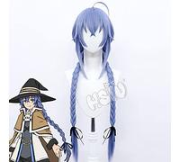 ydound 2022 Roxy Migurdia Cosplay Peluca Anime Mushoku Tensei Jobless Reencarnatfiber Synthetic Wig Light Indigo Doble Trenzado Pelo Largo