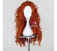 ydound 2022 Valiente Princesa Merida 75cm Naranja Largo Peluca rizada Cosplay Accesorios de Halloween Accesorios Accesorios Resistente al Calor Cabello sintético+ Peluca Libre Tapa