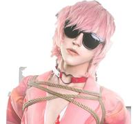 ydound 2022 Yuri Ayato Cosplay Yarichin Bitch Club Cosplay 35 cm Peluca Corta Navidad Peluca Rosa de Navidad Cosplay Anime Resistente al Calor Pelucas sintéticas