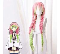 ydound Anime Coser Wig Anime Demon Slayer: Kimetsu no Yaiba Kanroji Mitsuri Cosplay Wigs Hair Wigs + Wig Cap Heat Resistant Synthetic