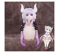 ydound Cosplay Wig 1: 1 Kobayashi-San Chi No Maid 80cm Dragon Kamui Kanna Pelucas Color Degradado Cosplay Peluca Accesorios for el Cabello Pelucas Cuernos Tocado Accesorio KEEBON