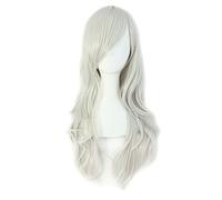 ydound Cosplay Wig 28" 70cm Extremos de Pelo Rizado Largo Disfraz Cosplay Peluca (Rosa) ( Color : Silver Gray )