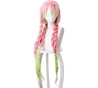 ydound Cosplay Wig Adulto Slayer Demon Kanroji Mitsuri Cosplay Peluca Halloween Anime Fiesta Accesorios for el Cabello, Peluca kanroji
