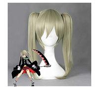 ydound Cosplay Wig Anime Soul Eater Maka Albarn Cosplay Pelucas Lino Doble Cola de Caballo Resistente al Calor Peluca de Pelo sintético + Gorro de Peluca KEEBON