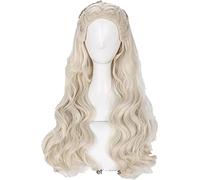 ydound Cosplay Wig Cosplay Daenerys Targaryen Cosplay Peluca Larga Madre Ondulada Resistente a Altas temperaturas Peluca sintética + Gorro de Peluca for Fiesta