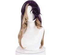 ydound Cosplay Wig Coven Ahri Cosplay Peluca Cosplay Ahri Peluca Larga Ondulada púrpura Mezclado marrón Peluca Resistente al Calor Pelo sintético