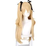 ydound Cosplay Wig Genshin Impact Fischl Anime Cosplay Peluca Doble Cola de Caballo convicto Emperador Dios Original Fischer Peluca Cintas Negras
