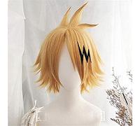 ydound Cosplay Wig KEEBON Boku no Hero Academia Kaminari Denki Peluca My Hero Academia Resistente al Calor Pelo sintético Cosplay Pelucas + Gorro de Peluca + iluminación Negra