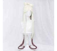 ydound Cosplay Wig Peluca Blanca degradada con coletas for Genshin Impact Dos Tonos Degradado púrpura Anime Cosplay Pelucas de Cabello con 2 coletas Flequillo + Gorra