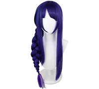 ydound Cosplay Wig Peluca de Cosplay de Anime Genshin Impact Raiden Shogun Baal, con Gorro de Peluca Gratis, for Fiesta de Halloween, Carnaval de Halloween con Peluca