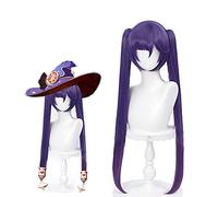 ydound Cosplay Wig Peluca de Cosplay for Juego Genshin Impact Purple Clip on Mona Costume Wigs, Lolita Gradient Party Harajuku Hair (Mona-Purple Ponytail)