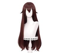 ydound Cosplay Wig Peluca de Cosplay marrón Liso for Amber Genshin Impact, Pelucas largas de Anime for Mujer, Pelo de Fiesta Suave Natural con Flequillo + Gorra