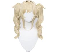 ydound Cosplay Wig Peluca de Cosplay Rubia de Cola de Caballo Doble for el Juego Genshin Impact Lolita Mujeres Cabello Rizado Harajuku (Barbara Gandolfi-Blonde)