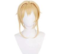 ydound Cosplay Wig Peluca Lumine for Cosplay, Juego de Anime, Peluca de Impacto Genshin, Peluca de Pelo Corto Rubio for Mujer, Peluca de Viajero, Peluca de Disfraz de Halloween