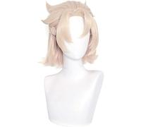 ydound Cosplay Wig Peluca Rubia Corta for Genshin Impact Anime Fluffy Spiky Cosplay Pelucas de Pelo + Gorra (Rubio Albedo)
