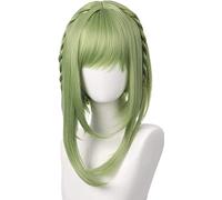 ydound Cosplay Wig Peluca Verde Nanamine Sakura con Trenza for Anime, Hanako-kun con Patillas largas, Cabeza de Bob, Peluca for Cosplay, Fiesta de Halloween