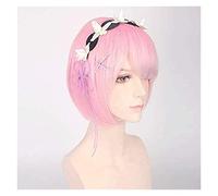 ydound Cosplay Wig Rem Ram Cosplay Peluca Re:Zero Comenzando la Vida en Otro Mundo Azul y Rosa Accesorios for la Cabeza Cosplay Halloween, Solo Azul Peluca KEEBON (Color : Pink One Set)
