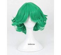 ydound Peluca de anime Coser One Punch Man Senritsu No Tatsumaki, peluca de pelo rizado verde + gorra de peluca sintética resistente al calor