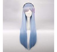 ydound Peluca de anime Coser Re: Life in a different world from zero Cosplay Wig Rem Ram Blue Ombre pelo sintético para adultos + peluca larga recta