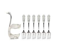 Ydrcesmi Swan Base Base Coffee Bollware Juego de vajillas Ligero de lujo Soporte de la base de cisne de lujo 6 horquillas elegantes juego de vajillas