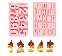 YdseozOA 2pcs Juego moldes de silicona con números del 0 al 9 del alfabeto A-Z molde antiadherente para números de letras de chocolate alfabeto reutilizable decoración de pasteles