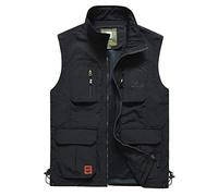 YDSH Chaleco para Hombre reportero al Aire Libre Chaleco sin Mangas fotografía Chaleco Safari Chaleco Multi-Caza Caza Pesca Camping Multi-Bolsillo Malla Transpirable