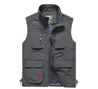 YDSH Chaleco para Hombre reportero al Aire Libre Chaleco sin Mangas fotografía Chaleco Safari Chaleco Multi-Caza Caza Pesca Camping Multi-Bolsillo Malla Transpirable