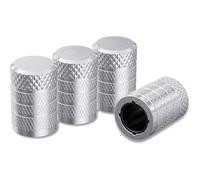 YDSTNiu 4 Piezas Tapones de Válvula de Neumático de Coche para Skoda Fabia 2006-2022, Tapones Rueda Coche, Tapón Válvula Rueda Coche, Válvula para Neumáticos,Silver