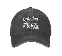 YDTANWJUH Vinta Pesca Abuelo, Gorra de béisbol Envejecida, Shortback Lavado, Trucha de róbalo, Abuelo Pescadores, Gorra de Exterior, Gorra