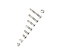 YDuupxe 300pcs M2.5 A2 Tornillos Hexadecimales de Acero Inoxidable Tornillos de Cabeza Hexadecimales Tornillos de Tapa Hexagonal con Tuercas Hexagonales para (C: Cabeza plana)