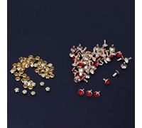 YDuupxe 50 Remaches de Diamantes de Imitación de Cristal de 8 Mm, Tachuelas Decorativas para Manualidades de Cuero, Ropa y Accesorios (Taladro de tubo de 8 mm de alto con borde dorado y)