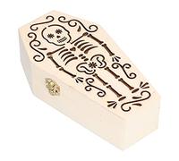 YDuupxe Caja de Ataúd sin Terminar DIY de 2 Piezas, Caja de Ataúd de Madera con Diseño Hecho a Mano, sin Terminar para Fiestas de Halloween y Funerales de Mascotas Pequeñas (esqueleto del cráneo)