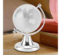 YDuupxe Globo Decorativo de Escritorio con Bola de Cristal Redondo Transparente, Esfera de Cristal con Mapa Detallado para Regalos de Boda en Casa, Oficina y Exhibición Educativa (SILVER)