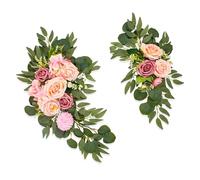 YDuupxe Juego de 2 Botín de Flores Artificiales, a Prueba de Agua, a Prueba de Polvo, Señales de Bienvenida de Boda Reutilizables, Entrada de Boda para Decoración de Recepción (Pink)