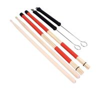 YDuupxe Juego de Baquetas de Acero con Cepillo, Varillas de bambú, Bolsa de Almacenamiento de Terciopelo para Principiantes y Profesionales