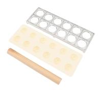 YDuupxe Juego de Máquina para Hacer Ravioles de Aleación de Aluminio con 12 Agujeros con Rodillo de Madera, Prensa Simple para Bolas de Masa para Cocina Familiar y Restaurante