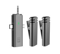 YDuupxe Podcast Micrófono sin Cables Receptor Universal 3 en 1 Condensador Omnidireccional Grabación Clip Micrófonos DSP Reducción Activa de Ruido Micrófono de Solapa Lavalier (2)