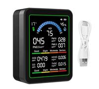 YDuupxe Probador de Calidad del Aire Portátil, Medidor de CO2 con Sensor Electroquímico PM2.5 HCHO TVOC, Temperatura, Humedad, 2000mAh, USB C