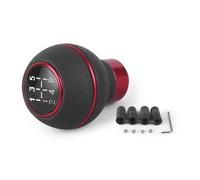 YDXHERTA Perilla Palanca Cambios Coche Universal Cuero Y Aluminio 5 Velocidades Para Palanca De Cambios M8 M10 M11 M12 Perilla Nivel Engranaje Cabezal Cambio LC102512 Piezas Repuesto(RED)