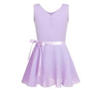 YDYAENIO Body para niña de manga corta para niña, traje de ballet, traje de ballet, falda de ballet, traje de ballet, traje de ballet, color morado claro, S