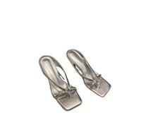 YDYAENIO chanclas dedo mujer Zapatillas De Verano For Mujer, Zapatos Tacón Fino, Chanclas For, Alto, Sexys For(Silver,23cm)