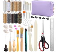 YDYAENIO Kit de 59 herramientas encuadernación manual for principiantes, con 10 hilos encerados y agujas coser for papel