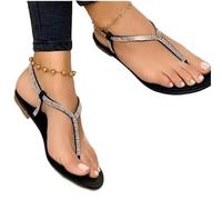 YDYAENIO Sandalias de Verano para Mujer, Planas con Punta Puntiaguda, Casuales, Chanclas y Romanas de tacón bajo.(Black,42)