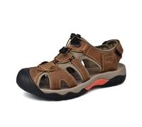 YDYAENIO sandalias hombre Sandalias clásicas de cuero for hombre, zapatos senderismo moda for exteriores, ligeras, transpirables y antideslizantes(Brown,42 EU)