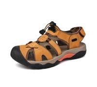 YDYAENIO sandalias hombre Sandalias clásicas de cuero for hombre, zapatos senderismo moda for exteriores, ligeras, transpirables y antideslizantes(Yellow,43 EU)