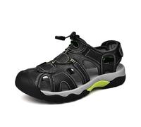 YDYAENIO sandalias hombre Sandalias clásicas de cuero for hombre, zapatos senderismo moda for exteriores, ligeras, transpirables y antideslizantes(Black,44 EU)