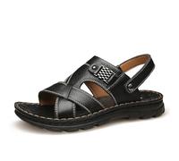 YDYAENIO sandalias hombre Sandalias de cuero for hombre, cómodas y, informales(Black,41 EU)