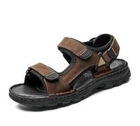 YDYAENIO sandalias hombre Sandalias de cuero for hombre, zapatos casuales verano for, playa for vacaciones, zapatillas antideslizantes moda for exteriores(Dark Brown,46 EU)