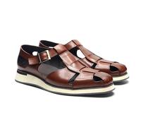 YDYAENIO sandalias hombre Sandalias de hombre piel vaca, zapatos planos verano for exteriores, zapatillas informales con hebilla y correa, calzado masculino(Brown,41 EU)