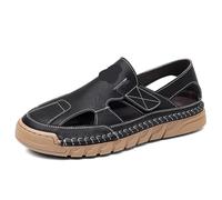 YDYAENIO sandalias hombre Sandalias de verano for hombre, antideslizantes, informales, cuero, a la moda, ligeras, transpirables, for playa, clásicas y versátiles(Black,39 EU)